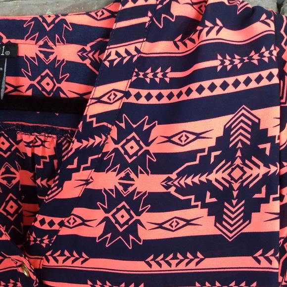 Rue 21 coral and navy print dress - Picture 3 of 3